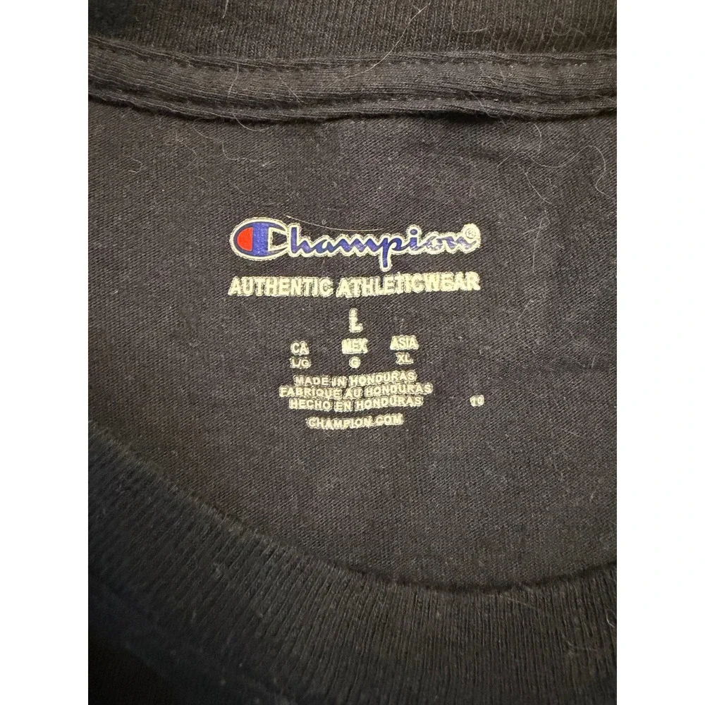 Champion Mens Navy Blue Short Sleeve T-Shirt Crew Neck Athletic Tee Size Large - Picture 4 of 5